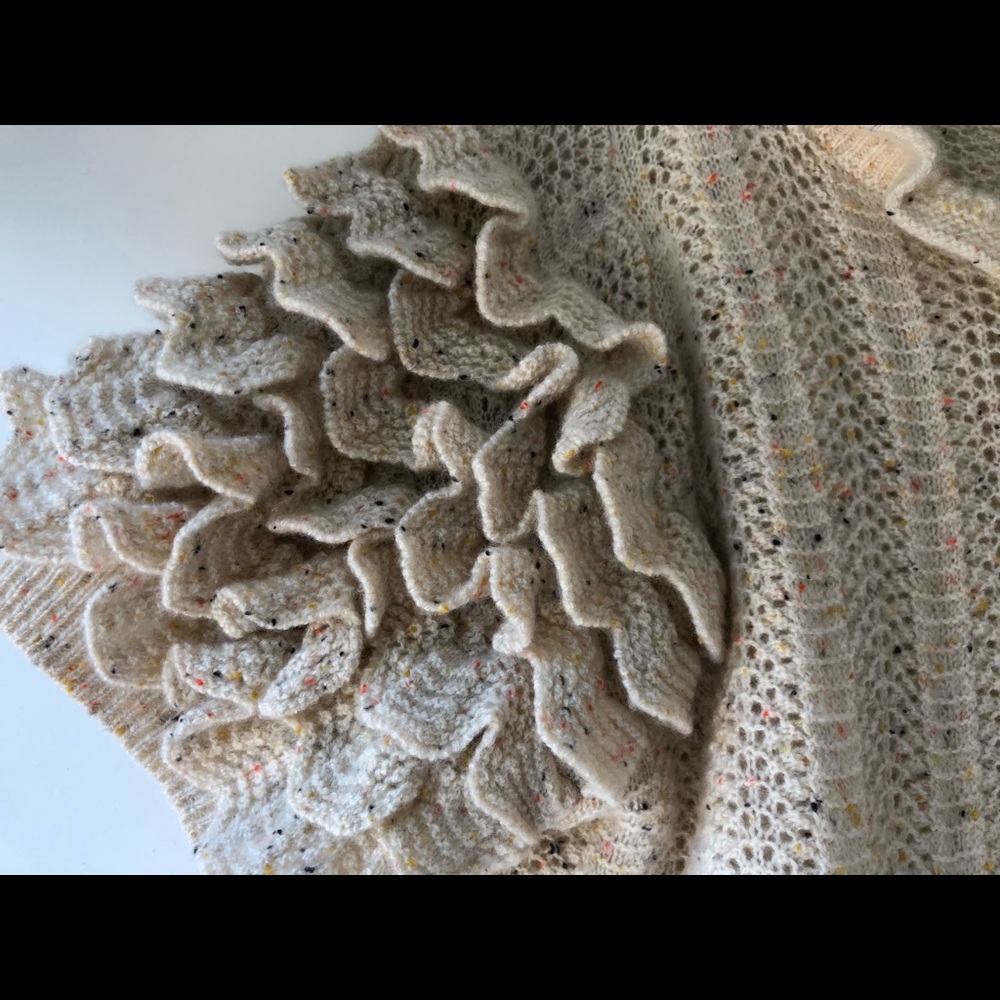 Ulla Johnson Ivory Cashmere Sweater Ruffle Top - Picture 4 of 6